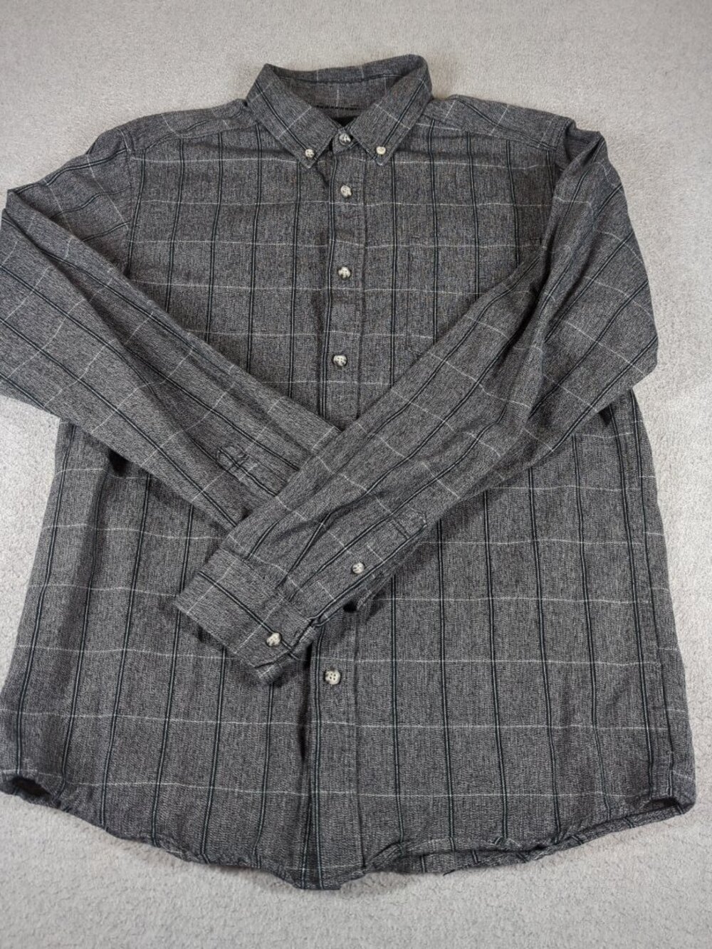 Mountain Hardwear Shirt Men's Medium Gray Plaid Long Sleeve Hiking Camping - Picture 2 of 8